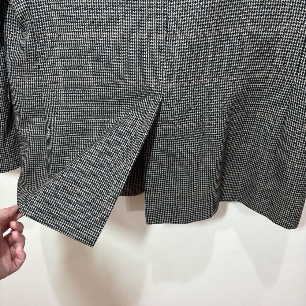 Jos A Bank Houndstooth Silk Wool Gray Blazer Men 42R Sport Coat Old Money Career - Picture 5 of 11